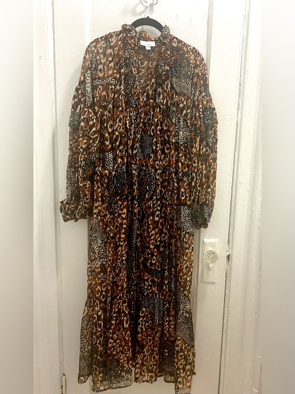 Topshop Brown Black Cream Animal Print maxi dress